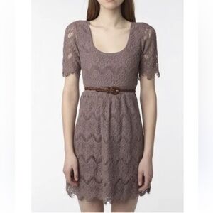 UO Pins and Needles Lace Mauve Dress